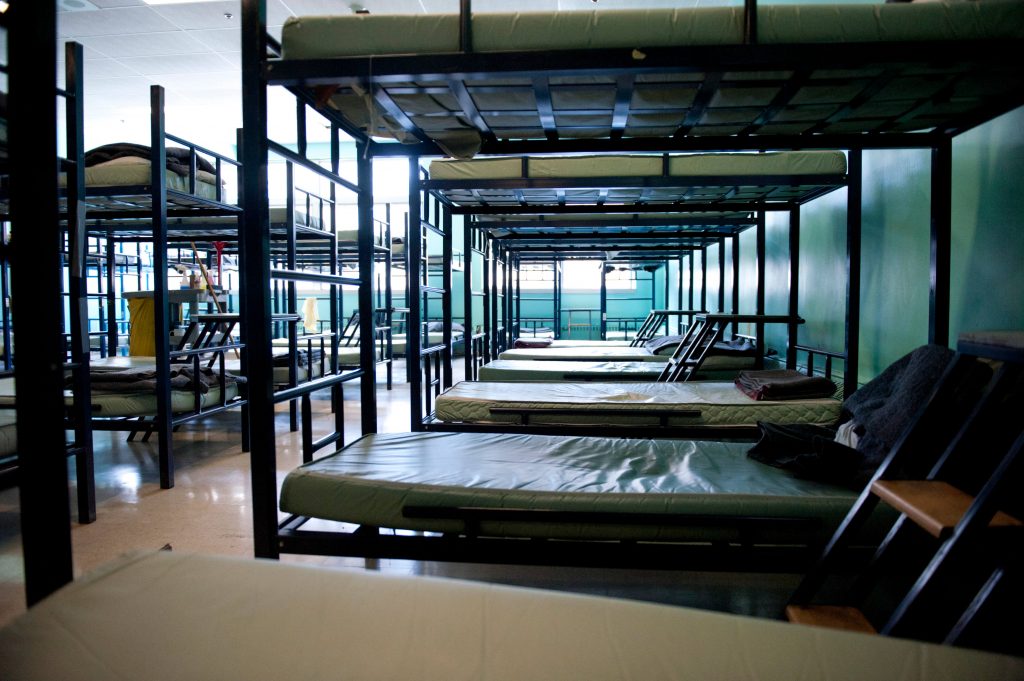 homeless shelter dormitory beds